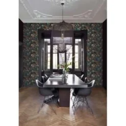 ESTAhome behang - bloemen - smaragd groen - 0.53 x 10.05 m