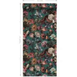 ESTAhome behang - bloemen - smaragd groen - 0.53 x 10.05 m