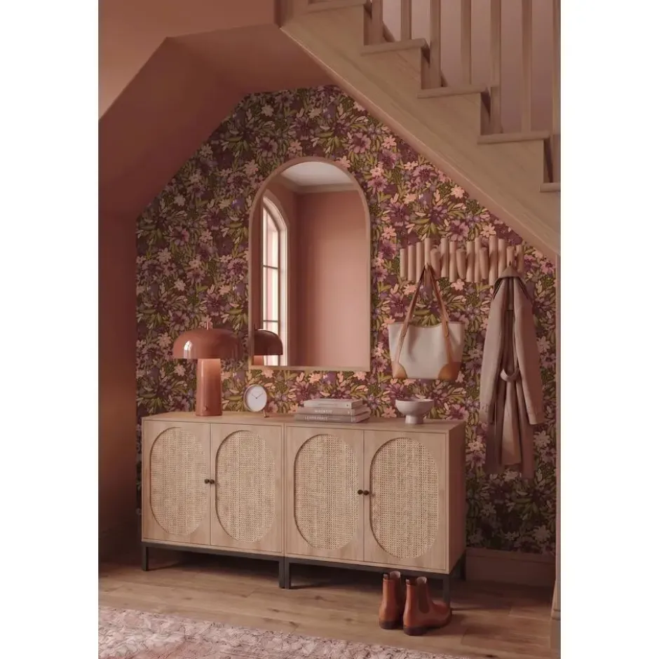 ESTAhome behang bloemen vergrijsd groen en paars - 50 x 900 cm