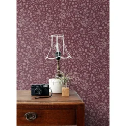ESTAhome behang bloemetjes aubergine paars - 50 x 900 cm