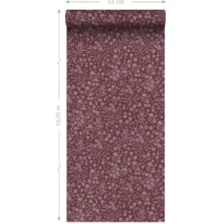 ESTAhome behang bloemetjes aubergine paars - 50 x 900 cm