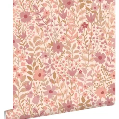 ESTAhome behang bloemetjes roze en paars - 50 x 900 cm