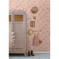 ESTAhome behang bloemetjes roze en paars - 50 x 900 cm