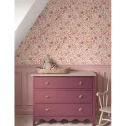 ESTAhome behang bloemetjes roze en paars - 50 x 900 cm