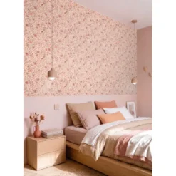 ESTAhome behang bloemetjes roze en paars - 50 x 900 cm