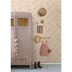ESTAhome behang bloemetjes terracotta en roze - 50 x 900 cm