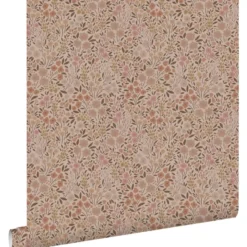 ESTAhome behang bloemetjes terracotta roze - 53 x 1005 cm