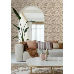 ESTAhome behang bloemmotief beige - 50 x 900 cm