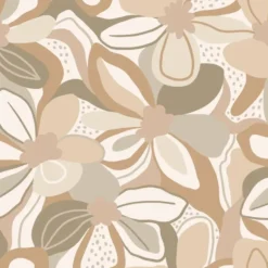 ESTAhome behang bloemmotief beige - 50 x 900 cm