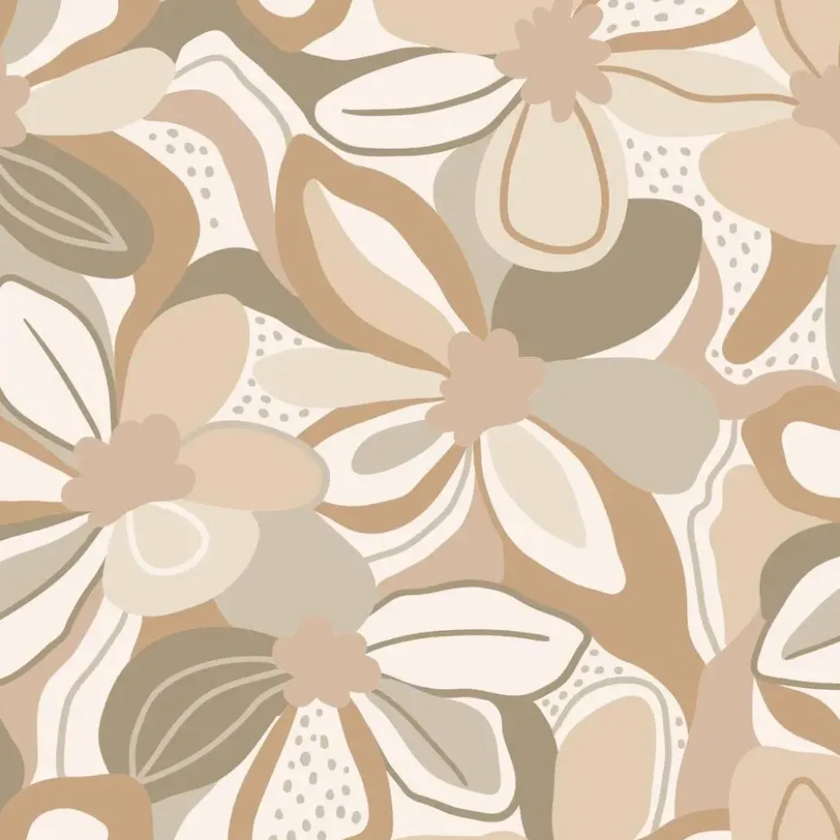 ESTAhome behang bloemmotief beige - 50 x 900 cm