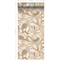 ESTAhome behang bloemmotief beige - 50 x 900 cm