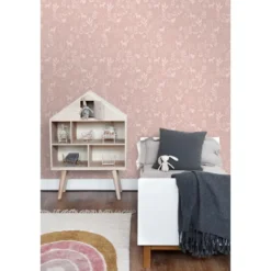 ESTAhome behang bos met bosdieren oudroze - 53 x 1005 cm