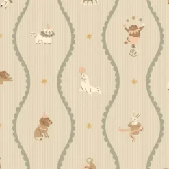 ESTAhome behang circus figuren groen - 50 x 900 cm