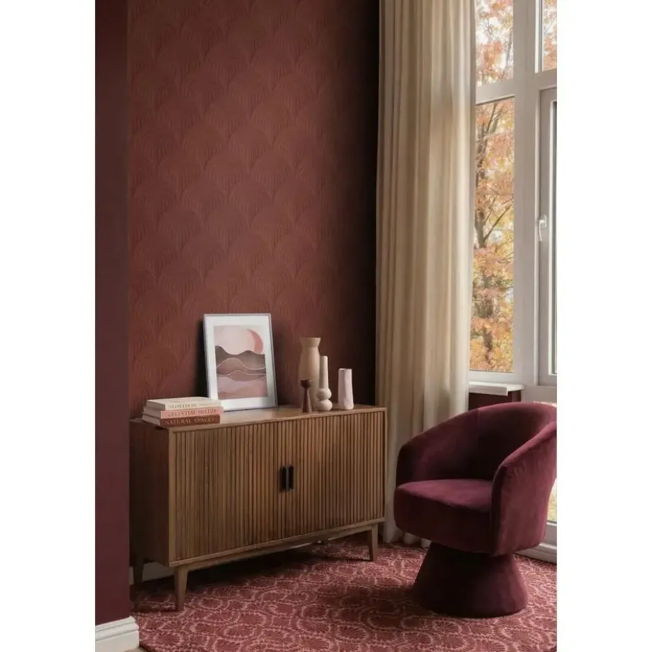 ESTAhome behang 3D-motief roodbruin - 53 x 1005 cm