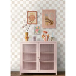 ESTAhome behang geblokt motief beige en wit - 53 x 1005 cm