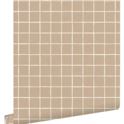 ESTAhome behang geblokt motief bruin - 50 x 900 cm