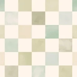 ESTAhome behang geblokt motief beige, blauw en groen - 50 x 900 cm
