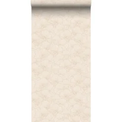 ESTAhome behang getekende bladeren zand beige en licht terracotta