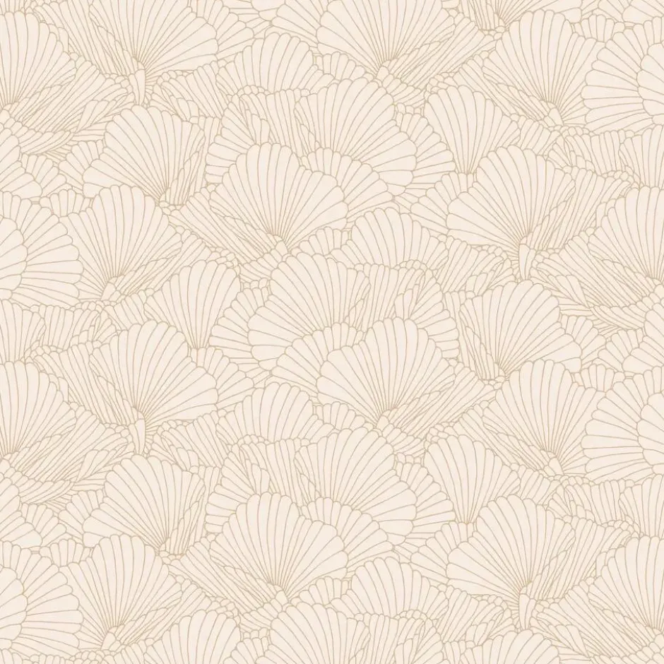 ESTAhome behang getekende bladeren zand beige en licht terracotta