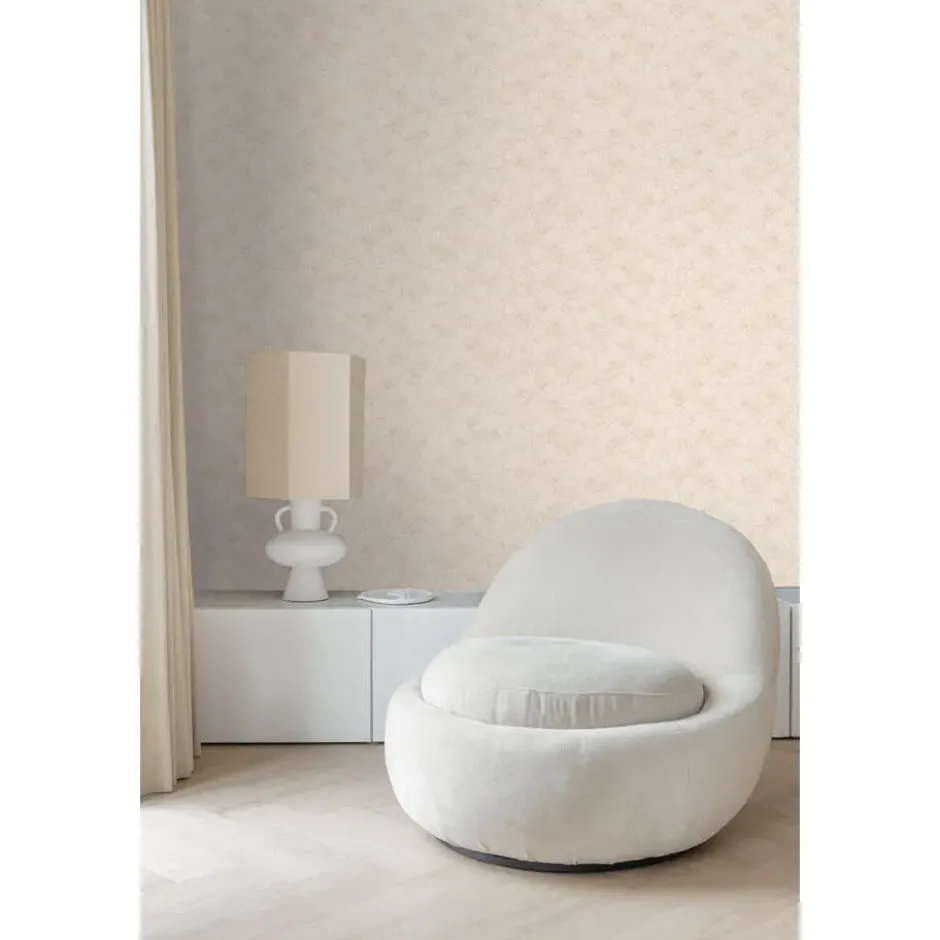 ESTAhome behang getekende bladeren zand beige en licht terracotta