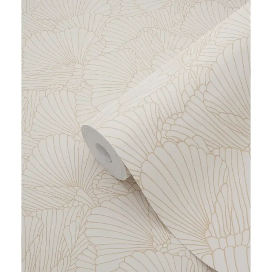 ESTAhome behang getekende bladeren zand beige en licht terracotta