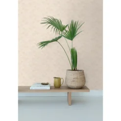 ESTAhome behang getekende bladeren zand beige en licht terracotta