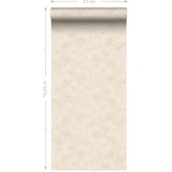 ESTAhome behang getekende bladeren zand beige en licht terracotta