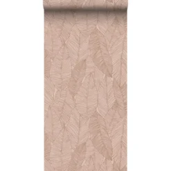 ESTAhome behang getekende bladeren terracotta roze - 53 x 1005 cm