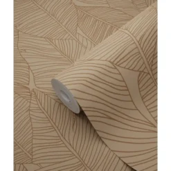 ESTAhome behang getekende bladeren terracotta roze - 53 x 1005 cm