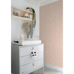 ESTAhome behang getekende bladeren terracotta roze - 53 x 1005 cm