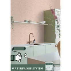 ESTAhome behang getekende bladeren terracotta roze - 53 x 1005 cm