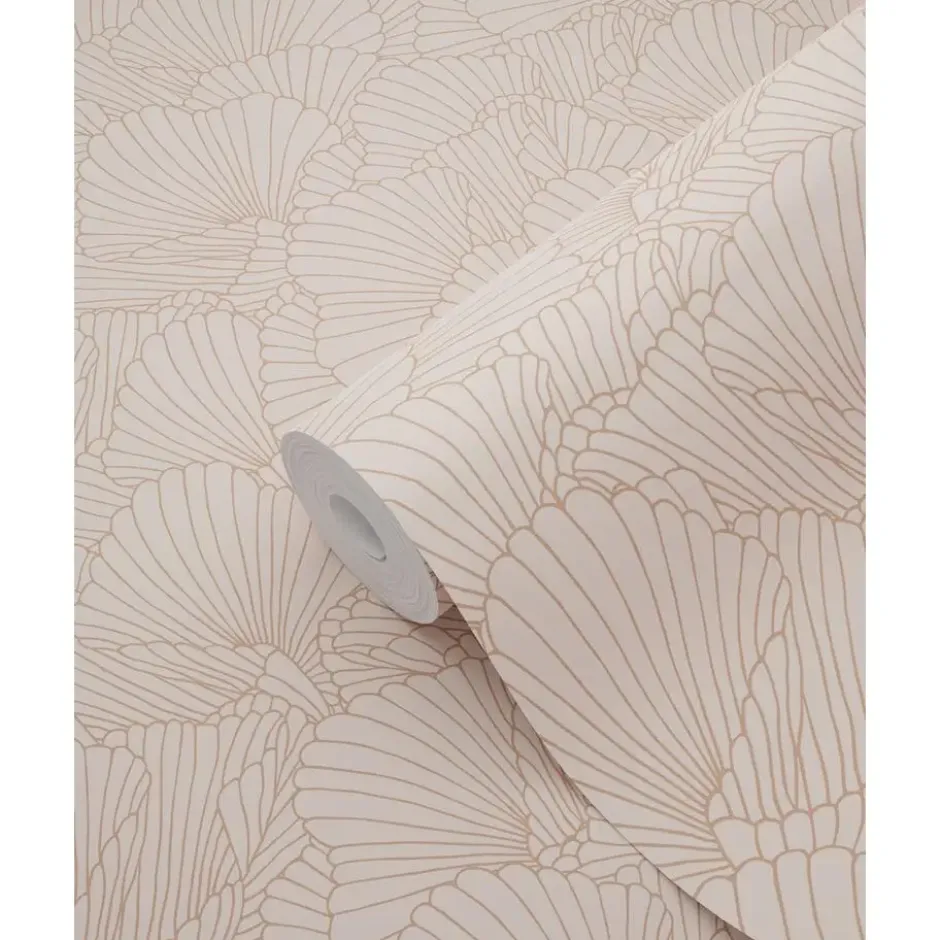ESTAhome behang getekende bladeren terracotta roze - 53 x 1005 cm