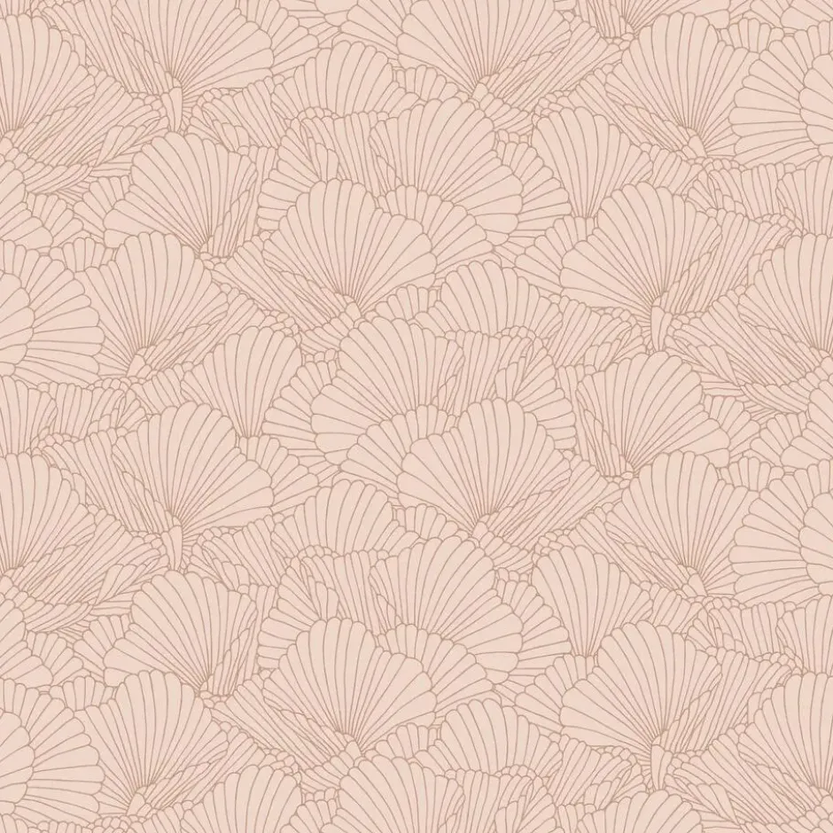 ESTAhome behang getekende bladeren terracotta roze - 53 x 1005 cm