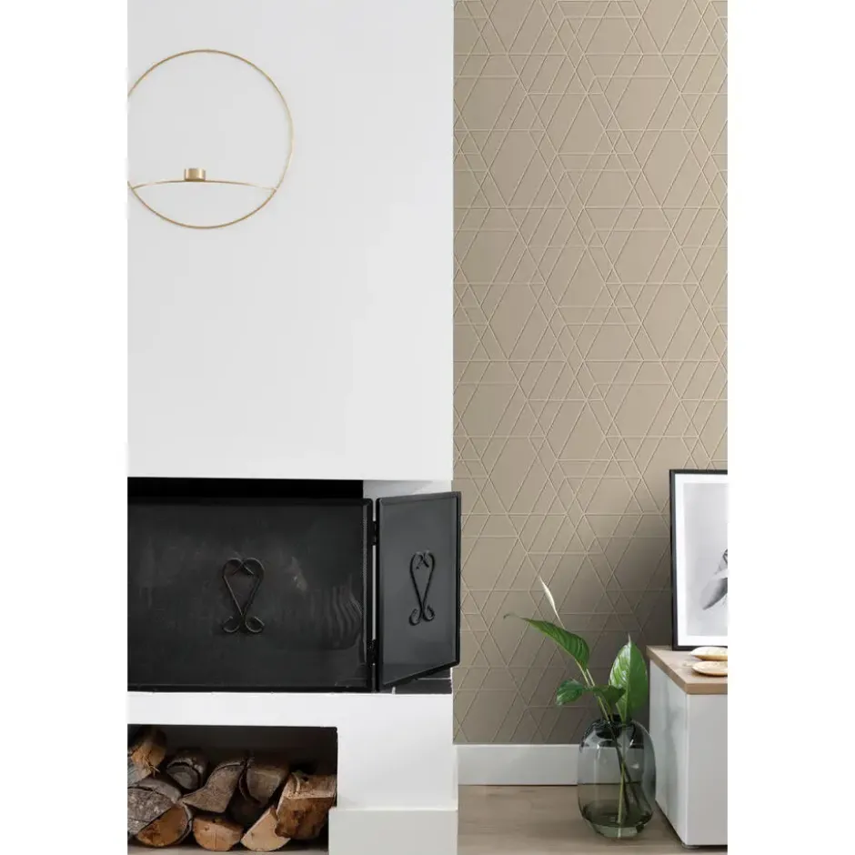 ESTAhome behang grafisch 3D motief beige - 50 x 900 cm