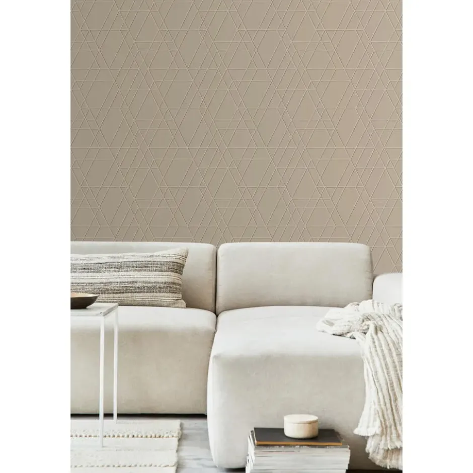 ESTAhome behang grafisch 3D motief beige - 50 x 900 cm