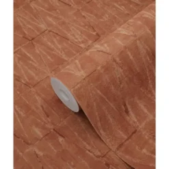 ESTAhome behang grafische lijnen terracotta bruin - 50 x 900 cm