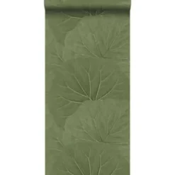 ESTAhome behang - grote bladeren - vergrijsd groen - 53 cm x 10.05 m
