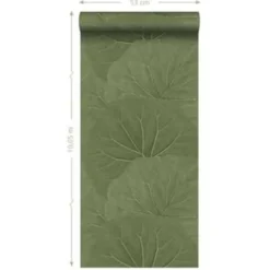 ESTAhome behang - grote bladeren - vergrijsd groen - 53 cm x 10.05 m
