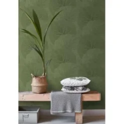 ESTAhome behang - grote bladeren - vergrijsd groen - 53 cm x 10.05 m