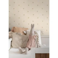 ESTAhome behang hartjes beige - 53 x 1005 cm