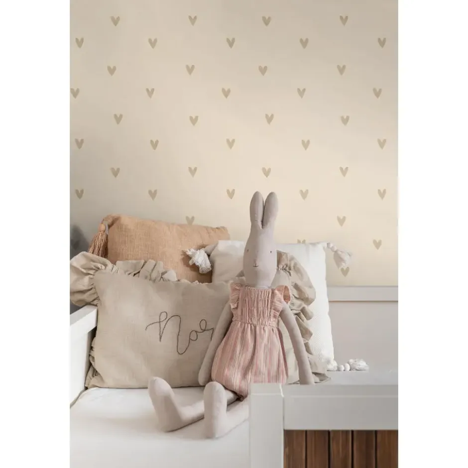ESTAhome behang hartjes beige - 53 x 1005 cm