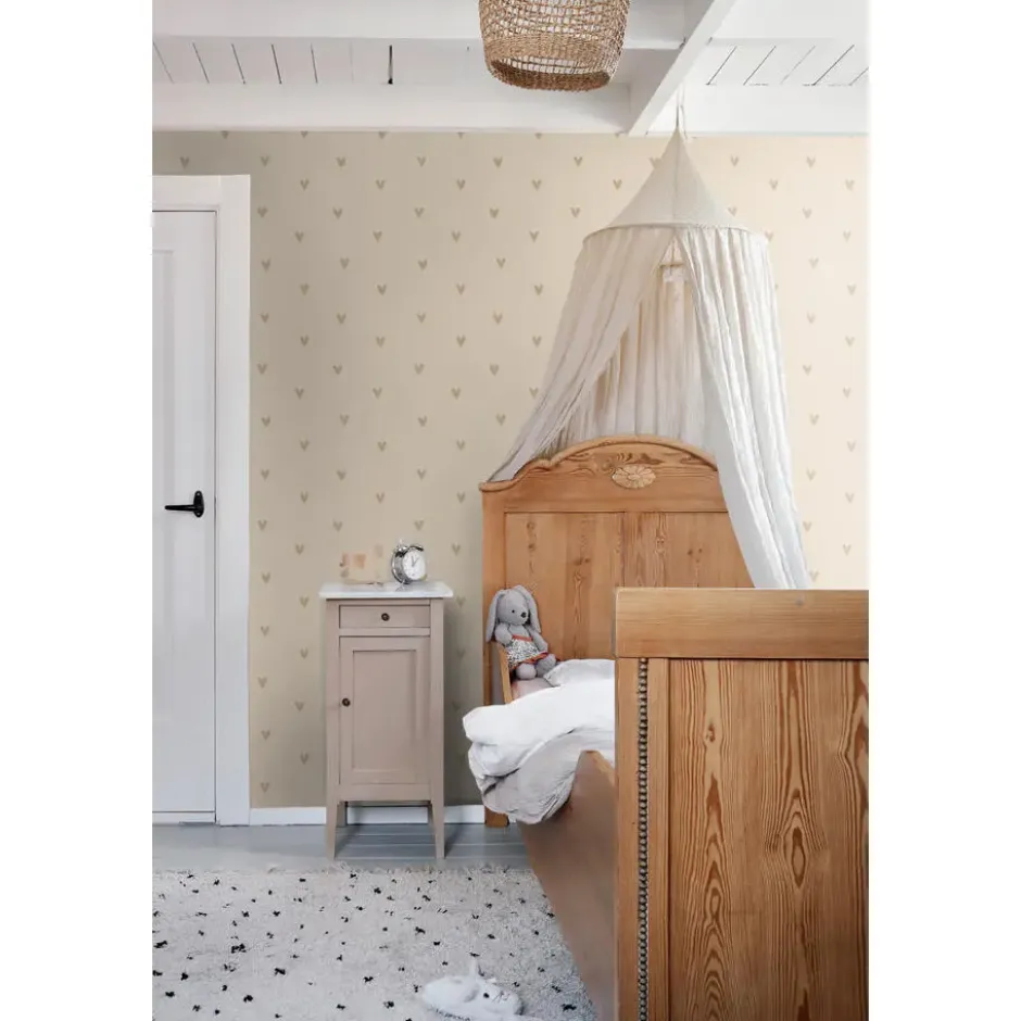 ESTAhome behang hartjes beige - 53 x 1005 cm