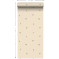 ESTAhome behang hartjes beige - 53 x 1005 cm