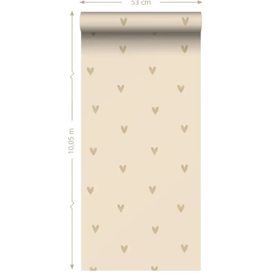 ESTAhome behang hartjes beige - 53 x 1005 cm