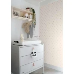 ESTAhome behang - hartjes - glanzend goud en beige - 0.53 x 10.05 m