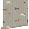 ESTAhome behang honden vergrijsd blauw - 50 x 900 cm