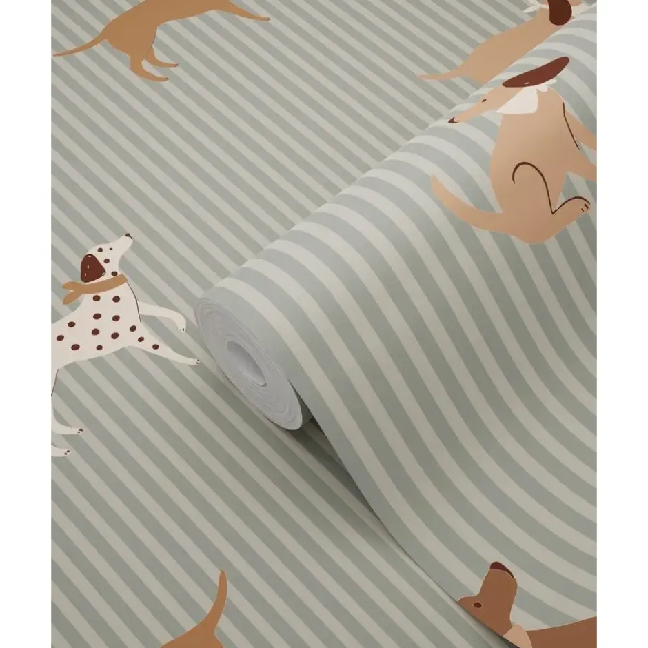 ESTAhome behang honden vergrijsd blauw - 50 x 900 cm
