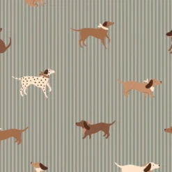 ESTAhome behang honden vergrijsd blauw - 50 x 900 cm