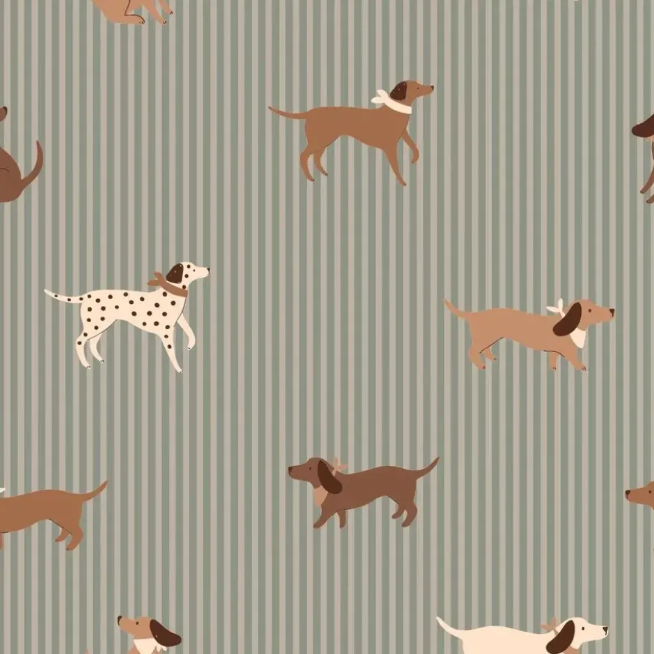 ESTAhome behang honden vergrijsd blauw - 50 x 900 cm