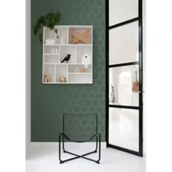ESTAhome behang - honingraat-motief - groen en goud - 53 cm x 10,05 m
